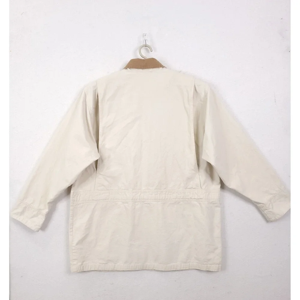 Vintage Eddie Bauer  Barn Chore Jacket Mens Large Ivory Field Travel Safari 90s